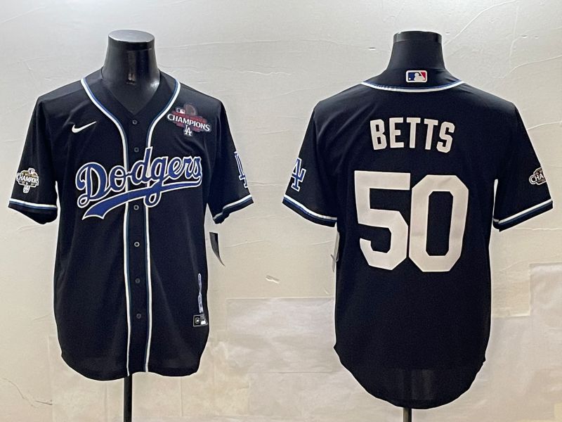 Men Los Angeles Dodgers #50 Betts Black Fashion Game 2025 Nike MLB Jersey style 3061